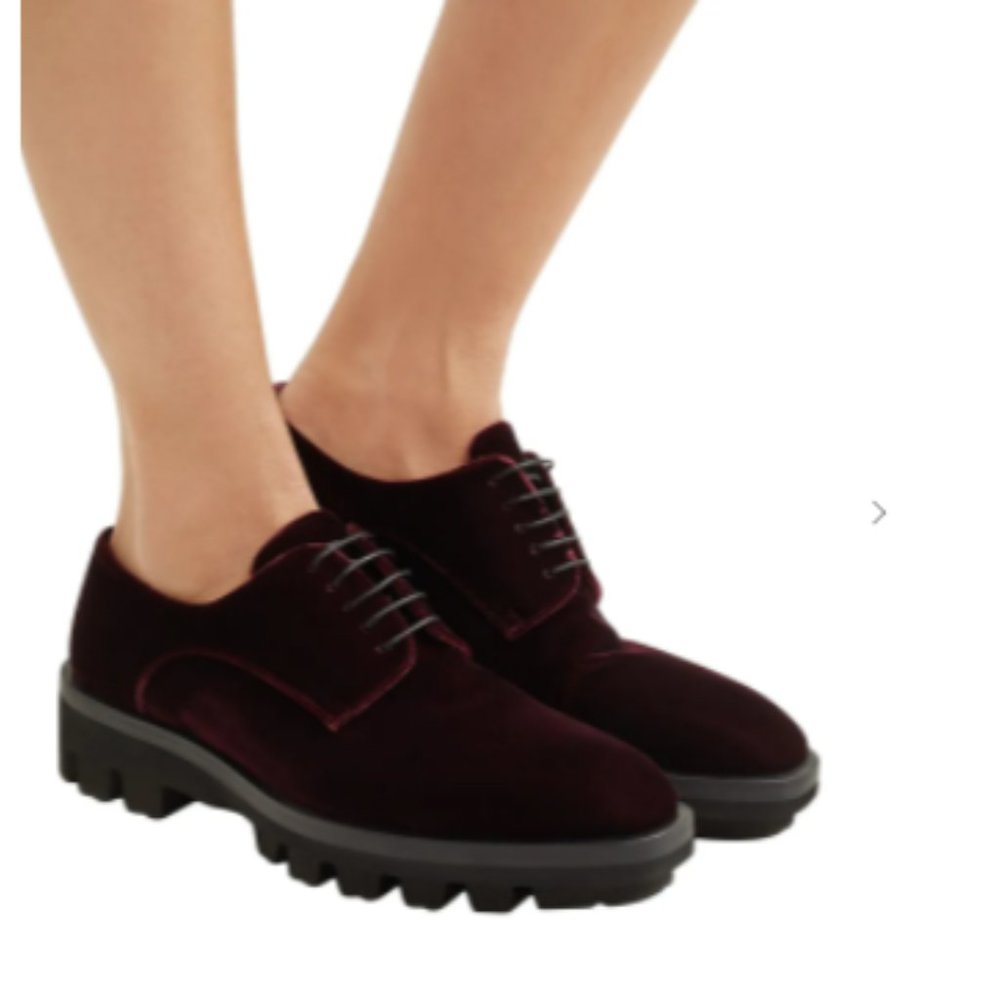 Romantic Burgundy Maroon Wine color JIL SANDER UltraLite Velvet Platform Brogues